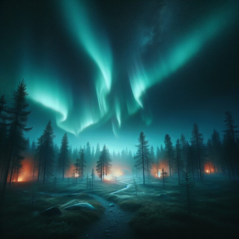 “Nuit agitée et aurores boréales en Laponie”