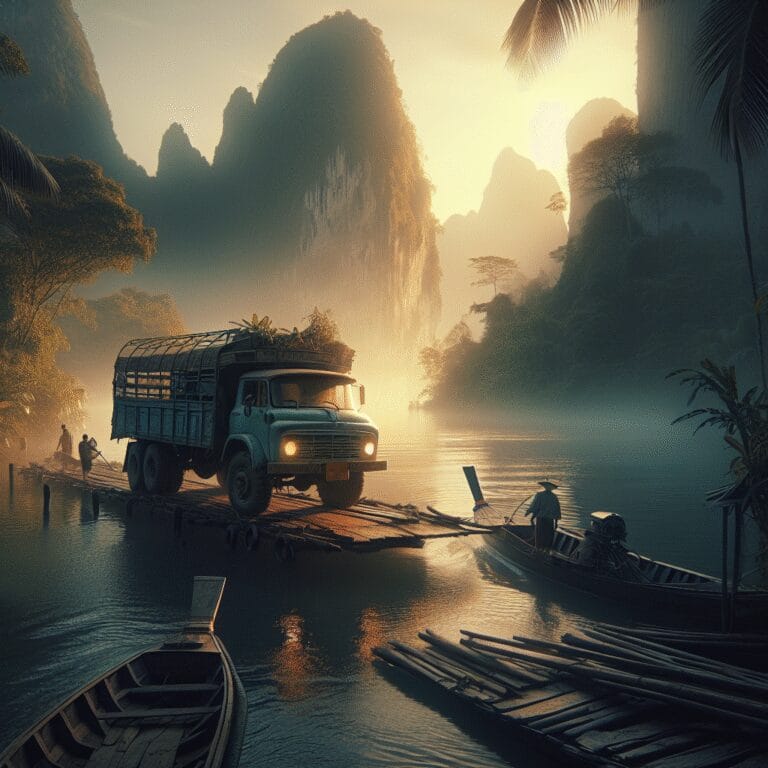 “En route vers l’inconnu : quand notre camion s’est transformé en bateau en Thaïlande”