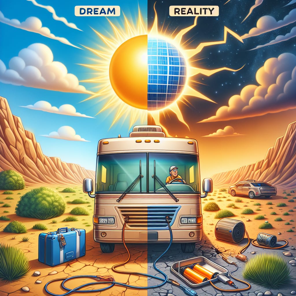 “Une aventure épique en camping car : comment survivre à une panne de batteries grâce au pouvoir du soleil !” “Une aventure épique en camping car : comment survivre à une panne de batteries grâce au pouvoir du soleil !”